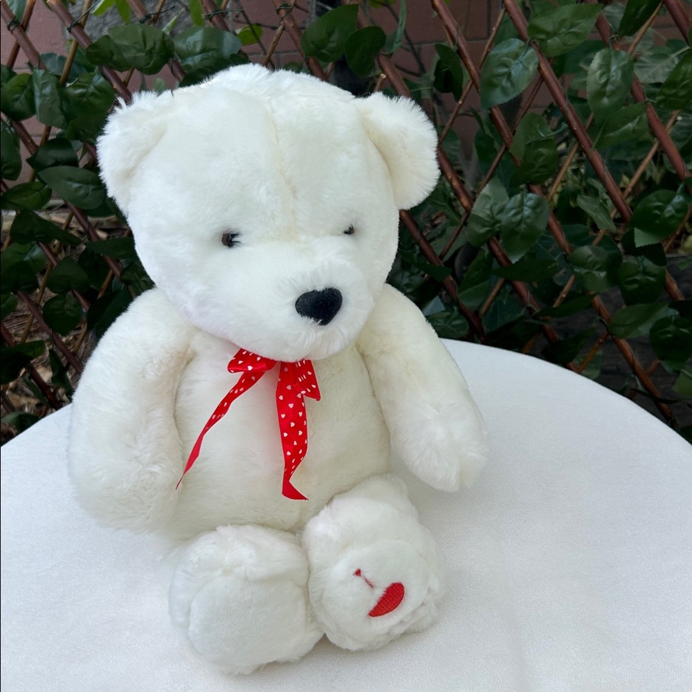 Vintage 1980s People Pals “I ❤️ YOU” Teddy Bear Bone/Off-White Plush